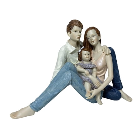 Family Of 5 Figurine - Hugging Resin Sculpture | Hand-Painted Ornament For Home Decor, Gift For Family & Loved Ones