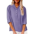 thumbnail image 3 of Blouses for women dressy casual Cotton and Linen Soft Clothing XXXL Purple womens blouses, 3 of 4