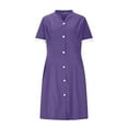 thumbnail image 4 of Simua Scrubs Dress for Women Notch Lapel Button Front Nursing Workwear Casual Housekeeping Mini Dresses with Pockets, 4 of 6