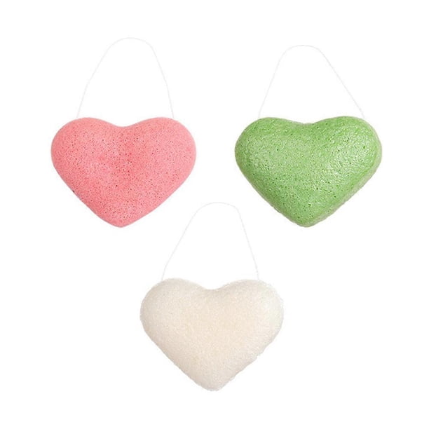 Face Puff 3Pcs Heart Shape Sponges For Makeup Removal 8.6X6.5X2CM PVA Material Exfoliating