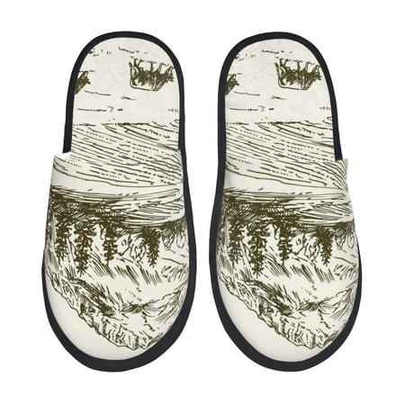 Balery Cows Grazing On Meadow Slient Indoor Furry Fleece Comfort House Shoes Soft Non-Slip Home Shoes Cotton slippers House Slippers-- Medium