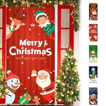 Xuniizn Christmas Door Decorations, 35x71" Christmas Door Cover for Christmas Front Door Decorations, Holiday Party Photo Booth, Front Door Christmas Decorations for Home