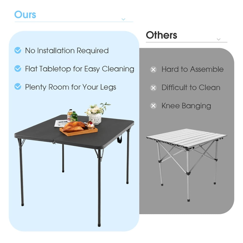 Aimee Lii Folding Camping Table with All-Weather HDPE Tabletop and Rustproof Steel Frame, Camp Tables PorTable Foldable, Gray