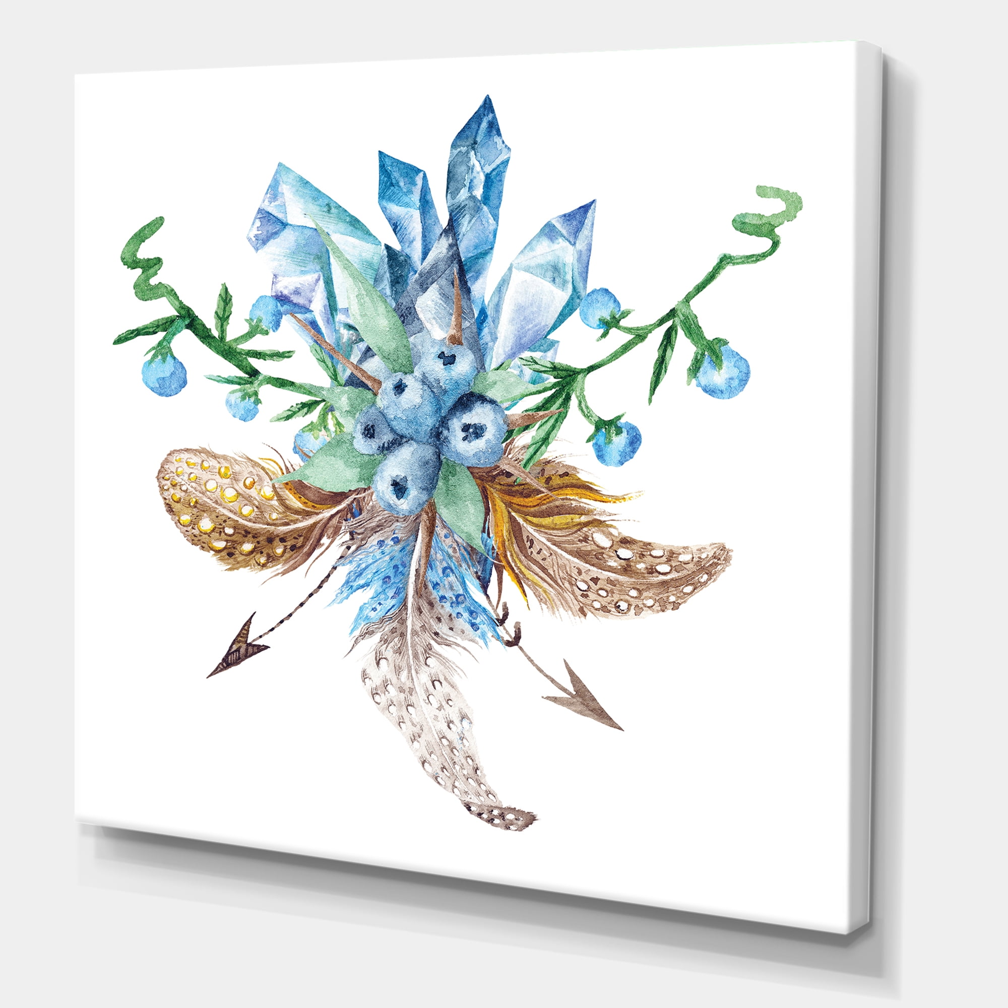 Designart ' Fresh Tribal Vignette Wild Forest Wreath Design On White I ' Traditional Canvas Wall Art Print