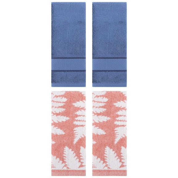 Unique Bargains 4 Pcs Striped Cotton Soft Hand Light Blue/Pink 14" x 30"/13" x 29"