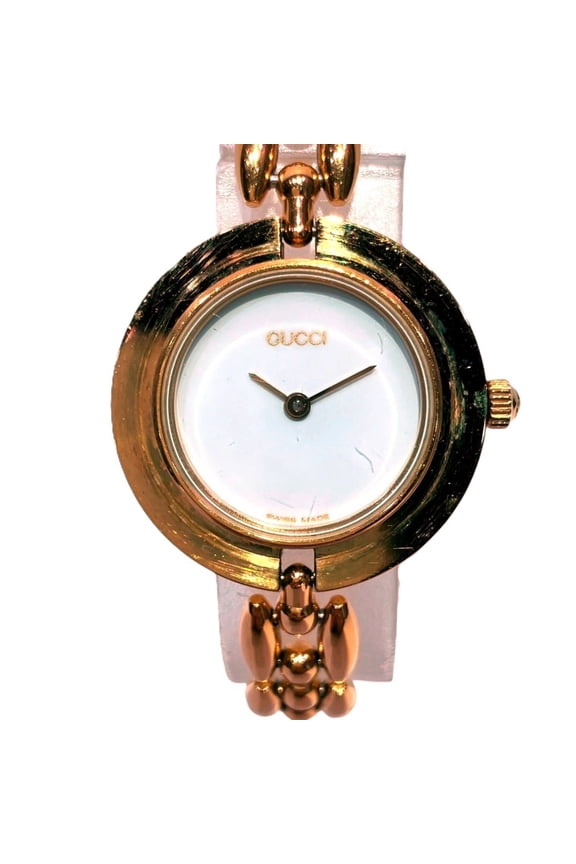 Pre-Owned Gucci GUCCI Changeable Bezel Watch, Total Weight 25.6g, GP, Quartz, White Dial, 11...