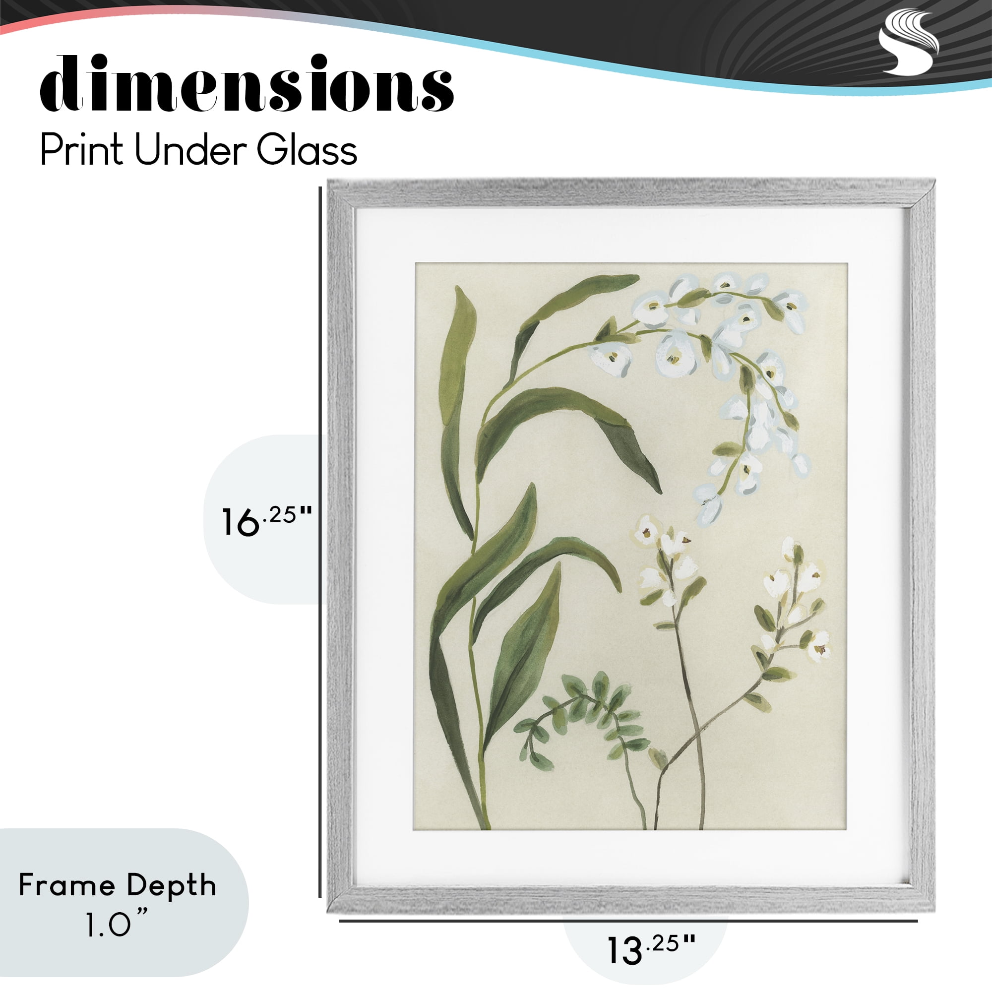 Stupell Industries Soft Snowdrop Stems Gray Framed Print Under Glass, design by June Erica Vess