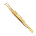 thumbnail image 1 of Professional Golden Tweezers for Eyelash Extension Hand Crafted Japanese Stainless Steel Precision Tweezers (Curved Tip), 1 of 6