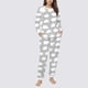 thumbnail image 5 of Conjunto de top y pantalones de poliéster con bolsillos largos y estampado de cuello redondo informal para mujer, 5 of 6