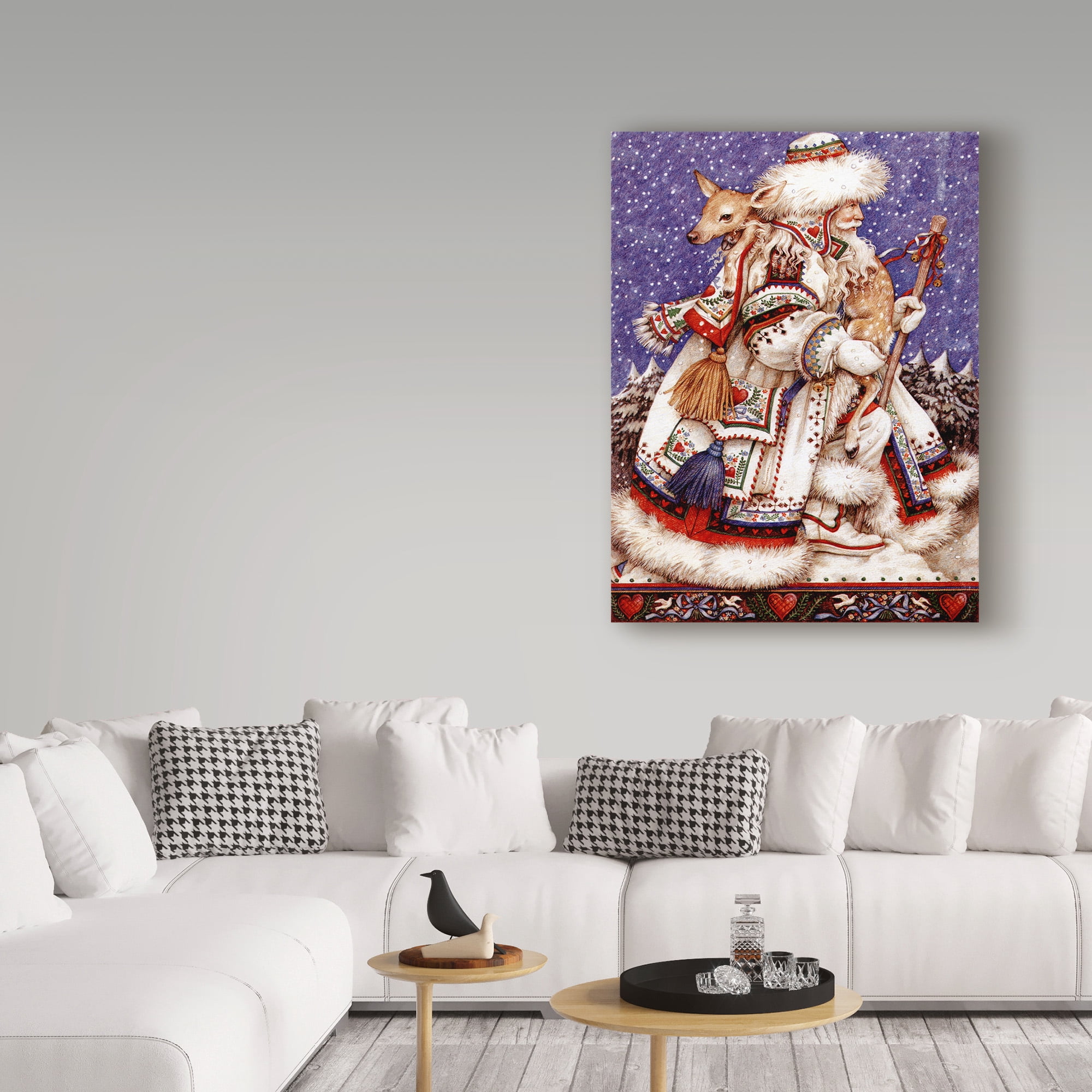 Trademark Fine Art 'Father Christmas with Deer' Canvas Art by Anne Yvonne Gilbert