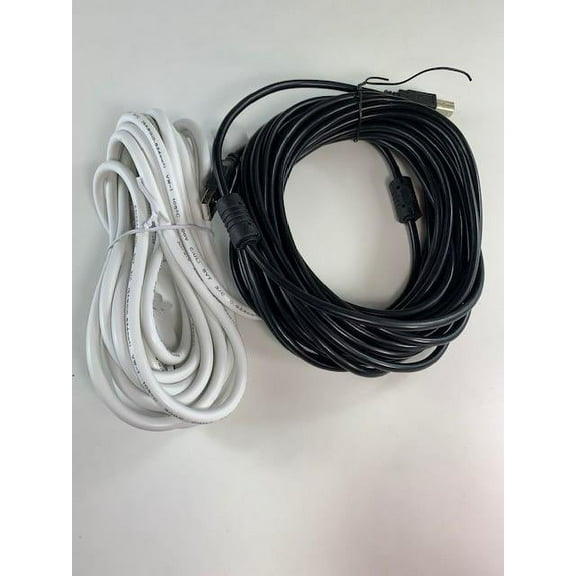 [UL Listed] OMNIHIL White 15FT AC Power Cord 30FT USB-B Cable Compatible with Canon DR-7580 Duplex Document Scanner