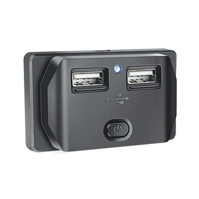 Dual USB 5V 3.1A Fast Charger Socket with On/Off Switch, Multi-Protection (Over-Voltage/Heat/Load/Charge/Current/Short-Circuit), PC Housing, Auto Rebound Spring Cap, Blue LED Indicator, Surface Mount