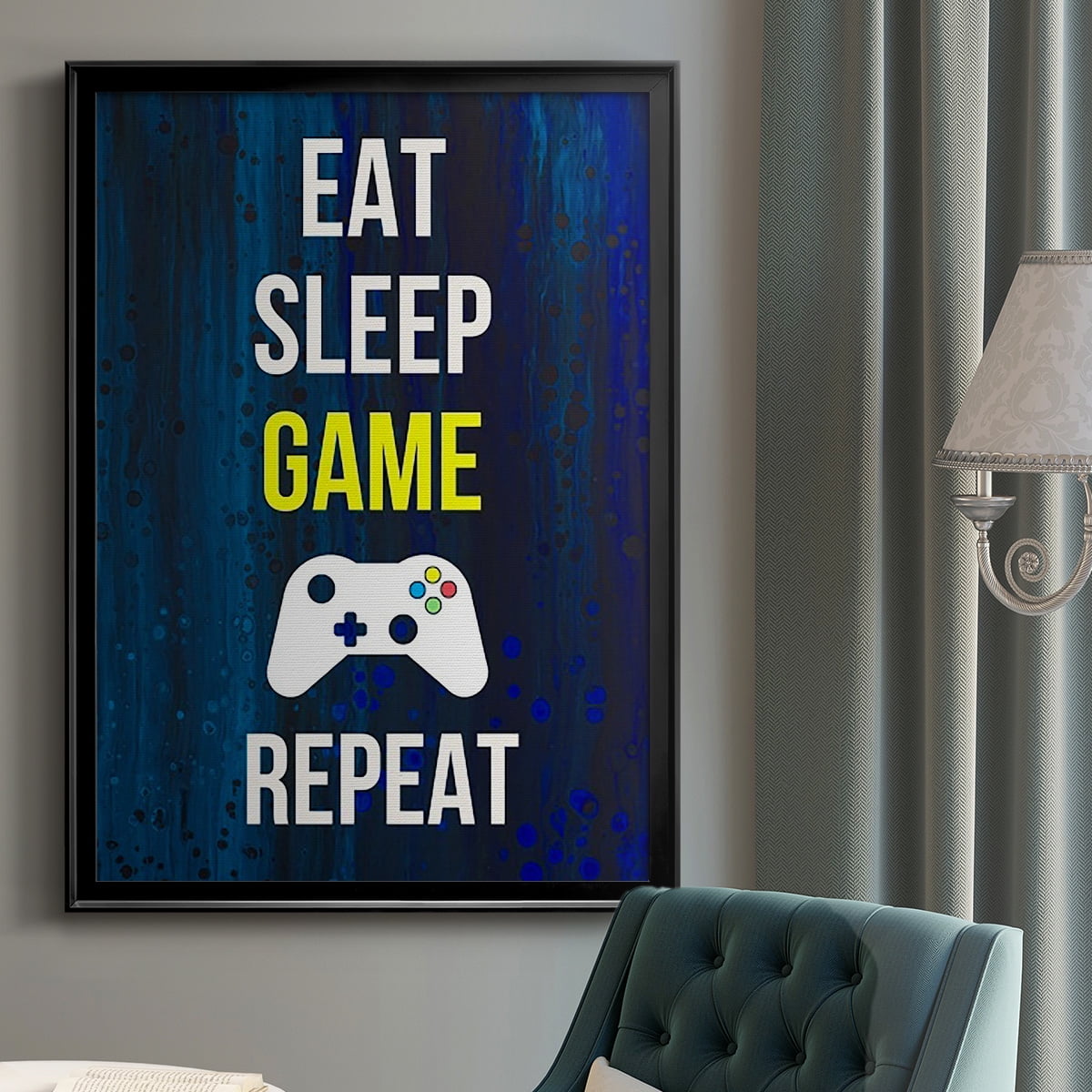 Gamer at Play V Premium Framed Print, in Gold, Black, or Silver - Ready to Hang