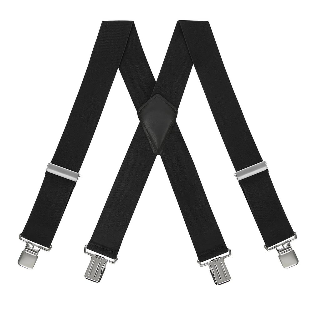 HDE HDE Men's Heavy Duty Work Suspenders XBack Utility Braces 2 Inch Wide Black