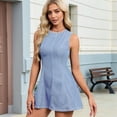 thumbnail image 4 of Women'S Backless A Line Denim Dress Y2k Sleeveless Flared Hign Waist Short Dresses Light Blue S, 4 of 9