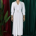 thumbnail image 6 of Alvivi Womens V Neck 3/4 Sleeve Cocktail Party Dress Pleated Work Business Dresses with Waist Belt White L, 6 of 8