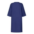 thumbnail image 5 of Vestido de Media manga SCZ con cuello en V de lino de algodón color sólido retro Verano para Mujer talla 3XL azul oscuro, 5 of 5