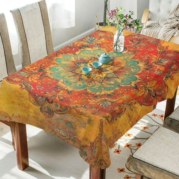 BZSMCE Square Tablecloth Bohemia Forals Seamlee Printing Pattern Tableclothes