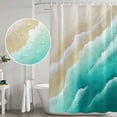 thumbnail image 5 of Ombre Turquoise Ocean Shower Curtain, Waterproof Shower Curtains for Bathroom, Gradient Coastal Beach Waves Summer Washable Fabric Bathtub Curtain Set Bath Decor with 12 Hooks Extra Long 72"x96", 5 of 8