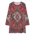 thumbnail image 2 of Sarouk Farahan Arak West Persian Rug Print Loose Dress Evening Dress Summer Dresses for Women Luxury Dress Long Sleeved Dress, 2 of 4