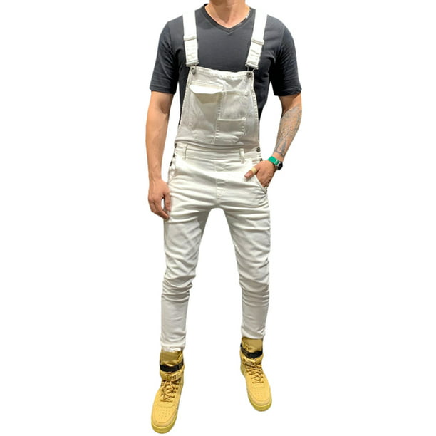Lallc - Men's Slim Fit Overalls Suspenders Casual Strappy Pockets Work ...