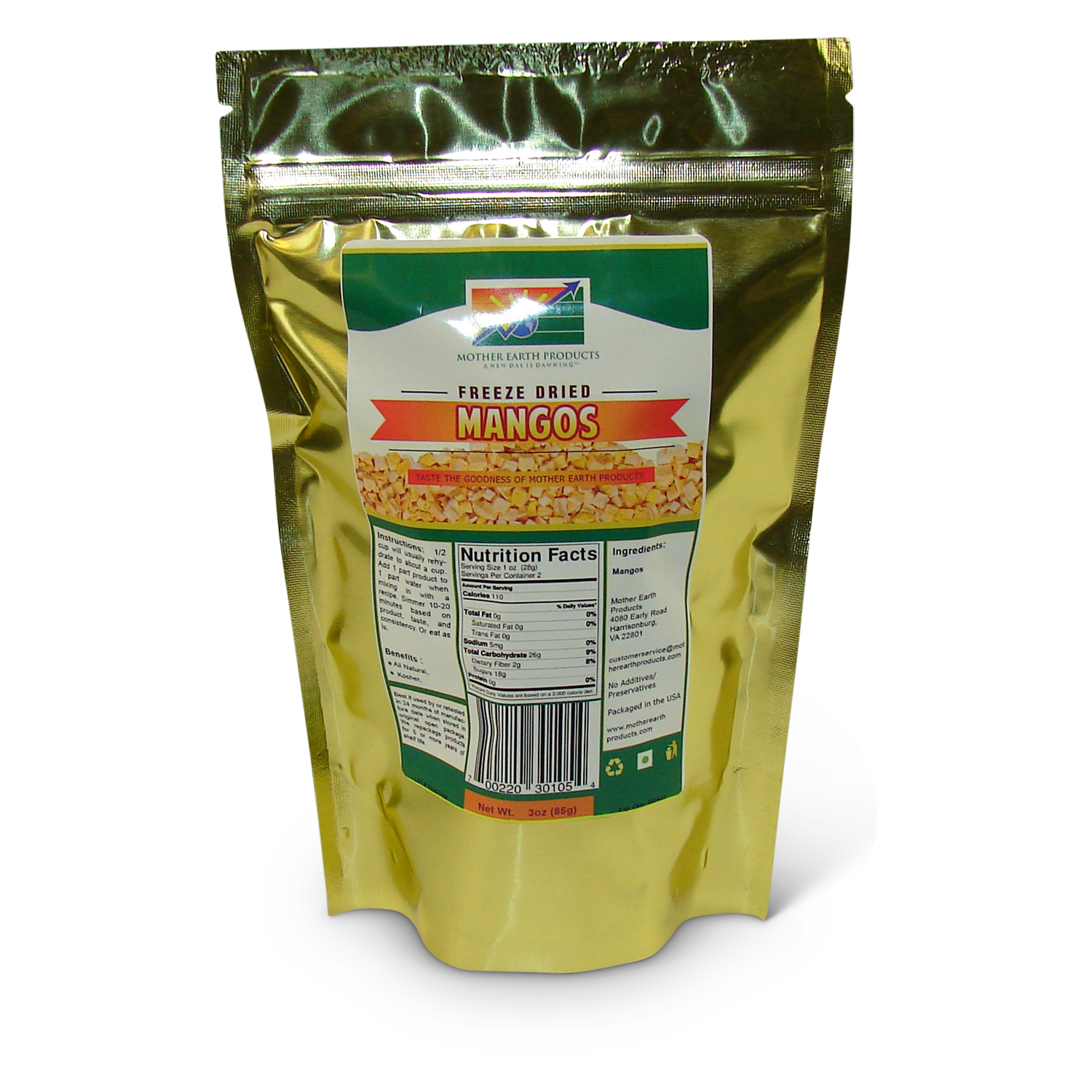 Mother Earth Freeze Dried Mangoes, 3 oz