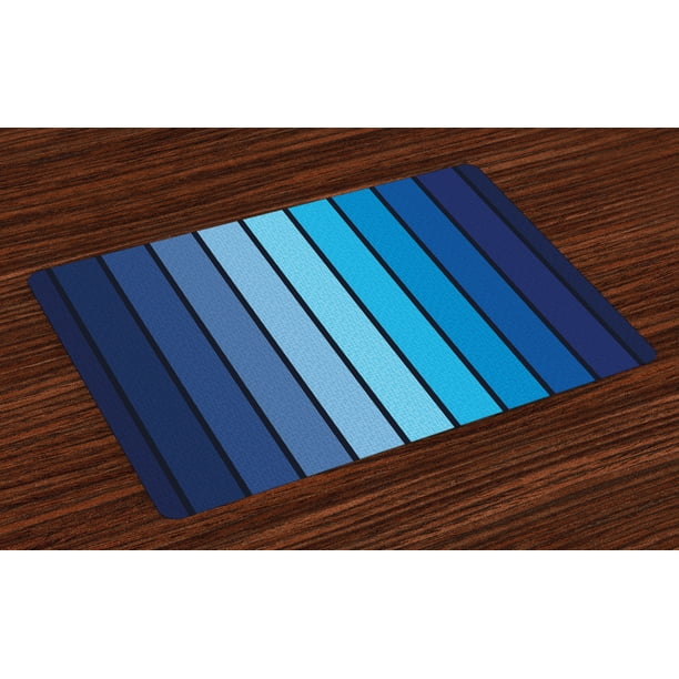 Navy Placemats Set of 4 Plaques in Blue Tones with Border Lines with