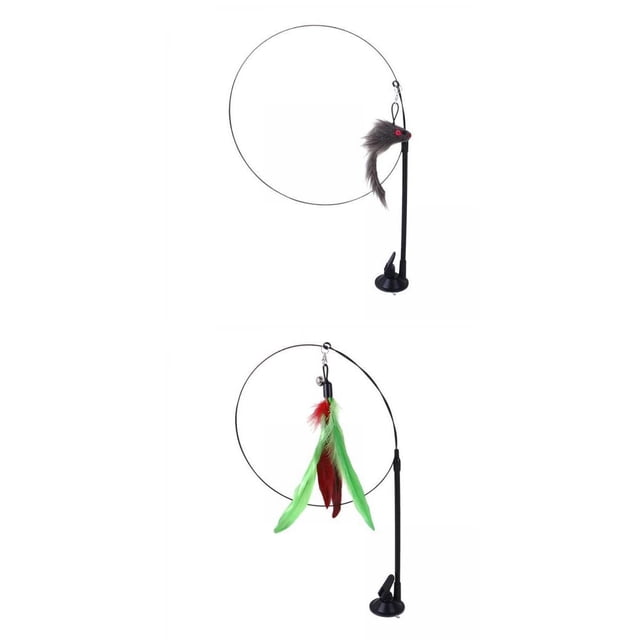 de 2 divertidos juguetes de plumas con varita de gato con base de succión, juguete de entrenamiento Salvador Juguetes para gatos