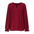 thumbnail image 4 of Oplxuo Womens Tops Dressy Casual Long Sleeve Shirts V Neck Chiffon Blouses Fall Outfits for Women 2025, 4 of 6