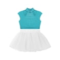 thumbnail image 3 of inlzdz Shiny Ballet Leotards for Girls Gymnastics Outfit Ballerina Tutu Dancer Outfits Skirts Set Blue Green&White 6, 3 of 5