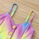 thumbnail image 4 of Herrnalise - Vestido lencero con botones multicolor arcoíris para niñas pequeñas, 4 of 8