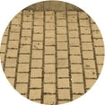 thumbnail image 1 of Ahgly Company Indoor Round Patterned Yellow Orange Area Rugs, 7' Round, 1 of 6