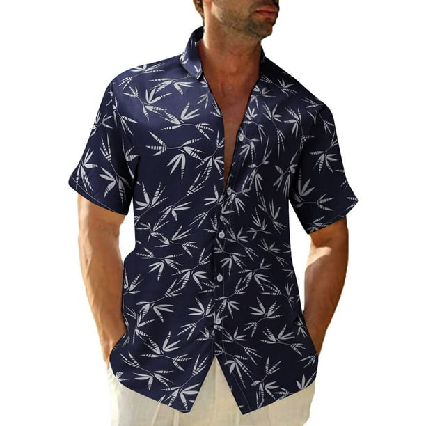 Camisa de playa de manga corta hawaiana para hombre camisas informales con botones de verano estampadas Pompotops oipoqjl44802 Walmart en linea