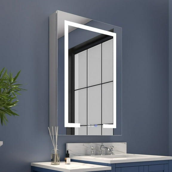 Boost-M2 24" W x 36" H LED Lighted Bathroom Medicine Cabinet with Mirror and Right Hinge - Stylish Bathroom Medicine Cabinets with Lights
