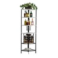 thumbnail image 2 of Kings Brand Furniture - 5 Tier Corner Wine Rack with Glass Holder and Storage Shelves, Wine Bar Cabinet for Living Room, Dining Room, Kitchen, White Oak/Black, 2 of 8