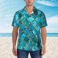 thumbnail image 2 of Fotbe Square Glass Mosaic Camisa Hawaiana para Hombre Unisex – Camisa Casual de Verano con Botones de Manga Corta de Algodón y Lino,X-Large, 2 of 7