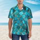 thumbnail image 2 of Balery Square Glass Mosaic Camisas hawaianas de manga corta para hombre, camisas playeras de corte holgado, camisas de vacaciones con botones,3X-Large, 2 of 7