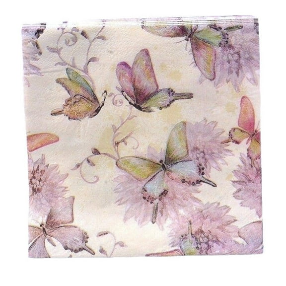 Butterfly Napkins 60pcs Purple Floral Napkins Disposable for Wedding/Garden Theme Party