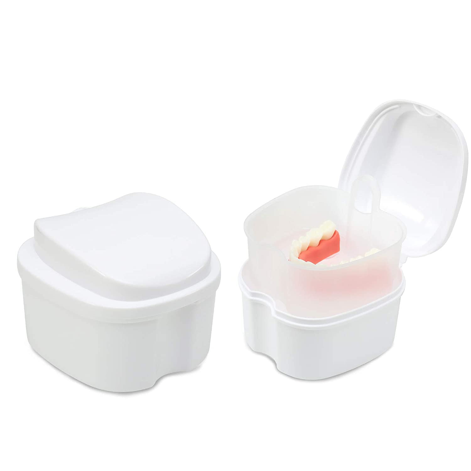 Dental Orthodontic Retainer Case Cleaning, Denture Cup Holder Case Travel Leak Proof with Lid