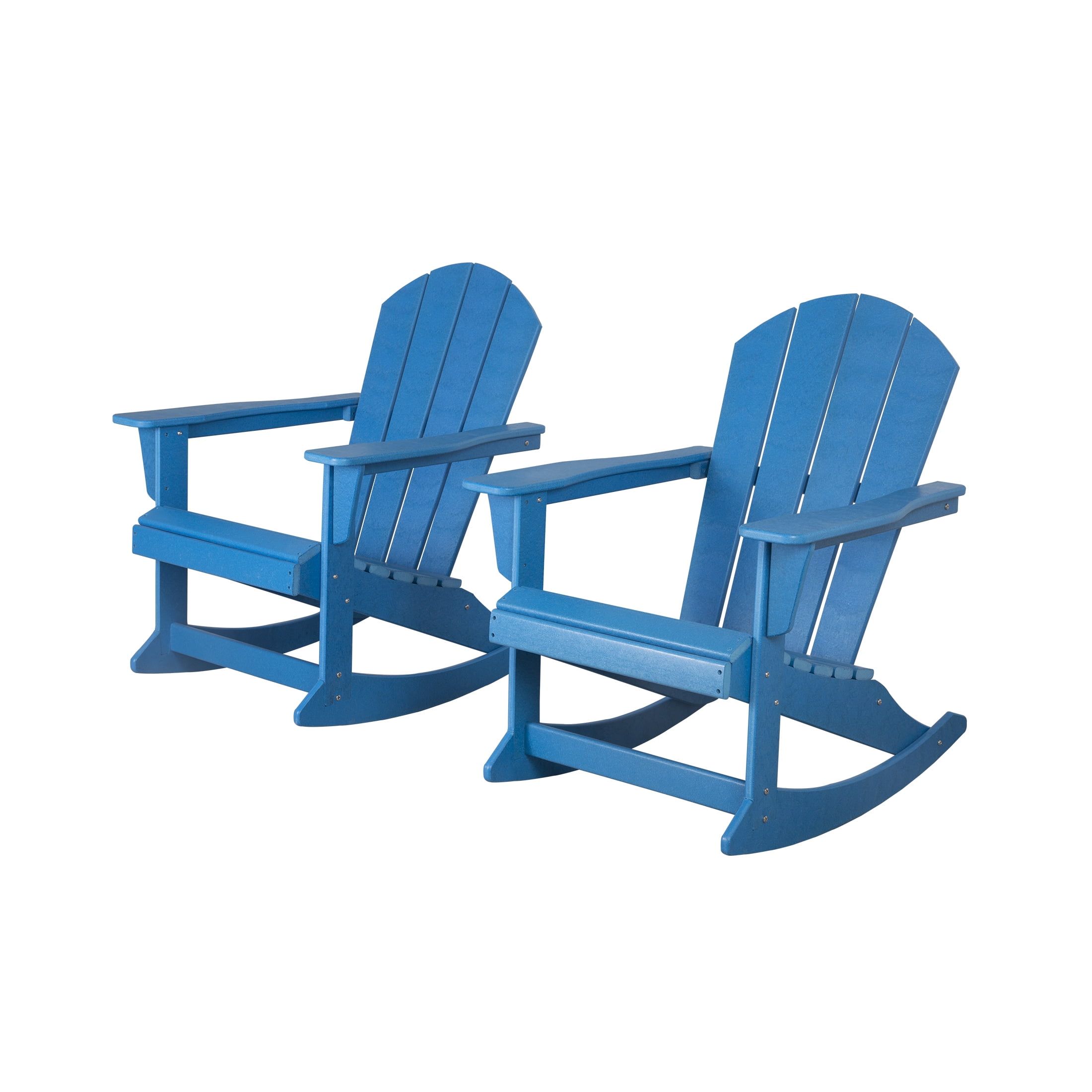 GARDEN Set of 2 - Plastic Outdoor Rocking Chairs for Patio Porch, Pacific Blue