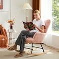 thumbnail image 3 of GIANNA Rocking Chair, Nursery Bedroom Furniture, with Wing Backrest Wide Armrest, Pink, 3 of 6