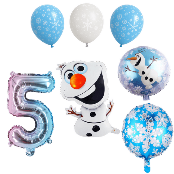 Frozen 5th Birthday Party Balloons Olaf Set Blue Silver balloons