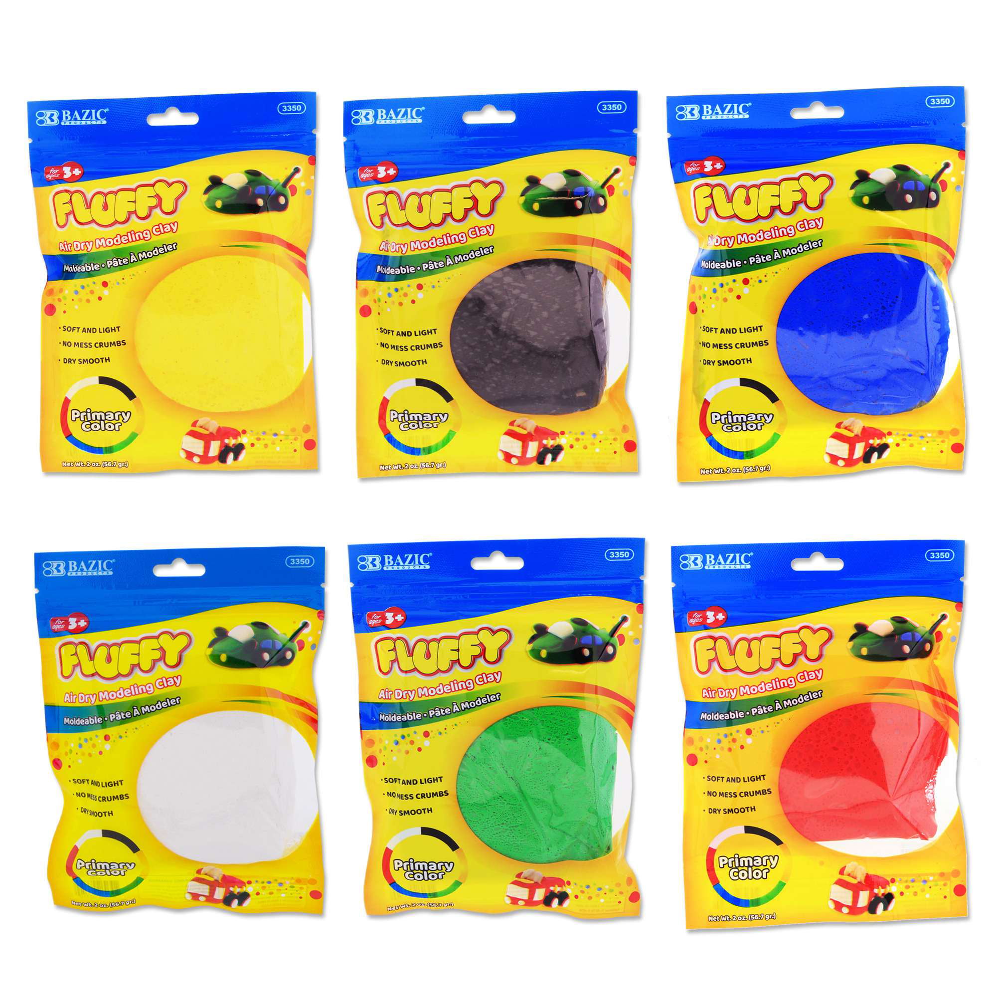 3 Pks of Plasticine Color Play Pack No Dry Modeling Material 
