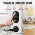 thumbnail image 3 of Smart Fingerprint Door Lock - Keyless Entry with Touch Keypad, PIN Password, & Mechanical Key - Secure Deadbolt for Home, Apartment, Office - Easy Install Level Handle Design, 3 of 11