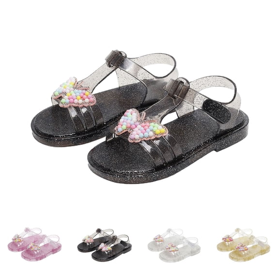 Princess Mary Jane Jelly Shoes, Open Toe Ballet Flats Birthday Party Dress up Sandals for Little Girls, Toddler or Kids White 2.5(35)