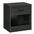 thumbnail image 2 of HOMCOM Modern Accent End Table with Drawer and Storage Shelf, Sofa Side Table for Living Room, Black Wood Grain, 2 of 9