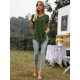 thumbnail image 4 of AMCLOS Camisetas florales con cuello en V para mujer, blusas con botones, túnica casual, fluida, verano, suave, manga corta (M verde militar), 4 of 4