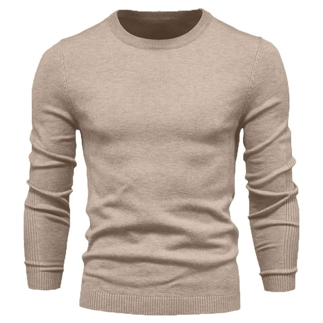 Rbaofujie Chandail pour Homme Chandail pour Homme Uni à Col Rond Chandail à Manches Longues Ample Chandail de Base Haut Chandail Kaki Chandail d'Halloween