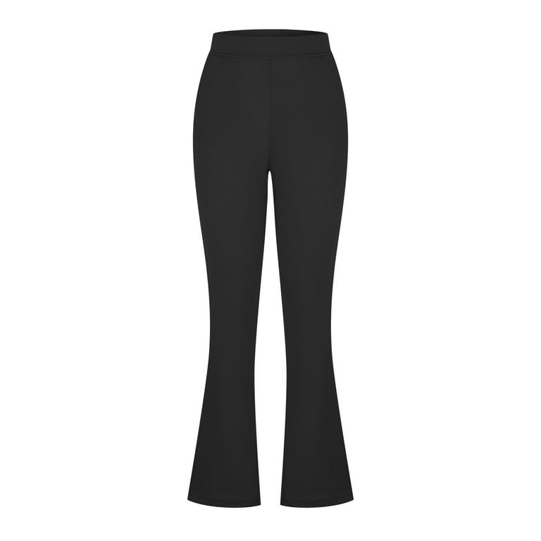XFLWAM Women's Yoga Dress Pants Stretchy Work Slacks Business Casual  Straight Leg/Bootcut Pull on Trousers with Pockets Black M