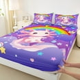 thumbnail image 3 of Manfei Cartoon Kawaii Axolotl Twin Sheet Sets,Purple Glitter Print Twin Fitted Sheet,Galaxy Stars Fantasy Flat Sheet For Girls Teens,Ultra Soft Home Decor,3pcs, 3 of 7